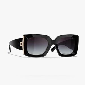 Chanel 5435-A rectangle sunglasses in Black/Gold